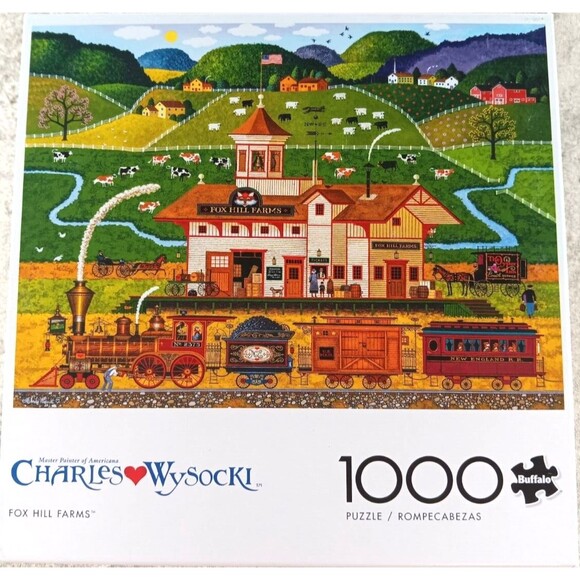 Fox Hill Farms 1000 Piece Jigsaw Puzzle with Poster by Buffalo Games - Picture 1 of 4
